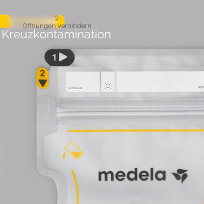 Medela Easy Pour rintamaidon säilytyspussit 210 ml, 50 kpl, valkoinen