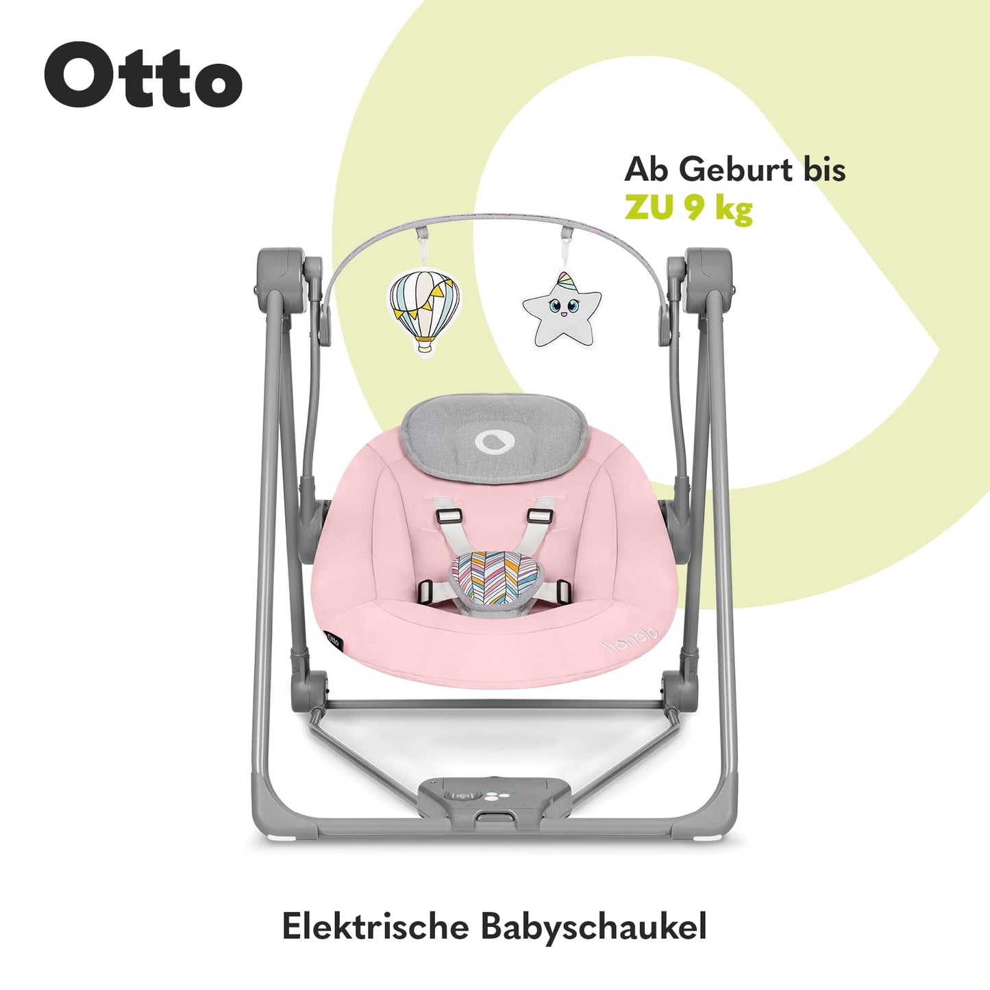 Lionelo Otto elektriline beebikiik vastsündinule, loodushääled, 5 kiirust – roosa/hall