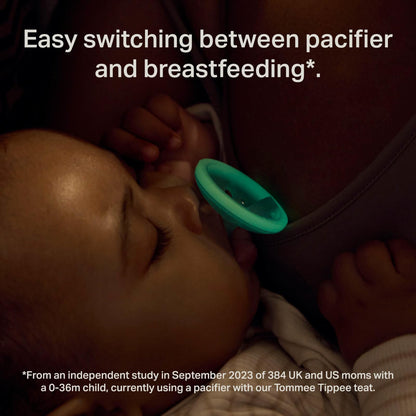 Tommee Tippee Breast-Like Night lutt vastsündinule 0–6 kuud, helendav, 4 tk