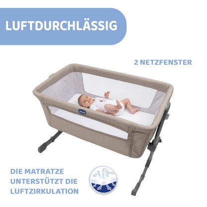 Chicco Next2Me Essential -sivusänky, 6 korkeusasentoa, beige (Dove), 0–6 kuukautta