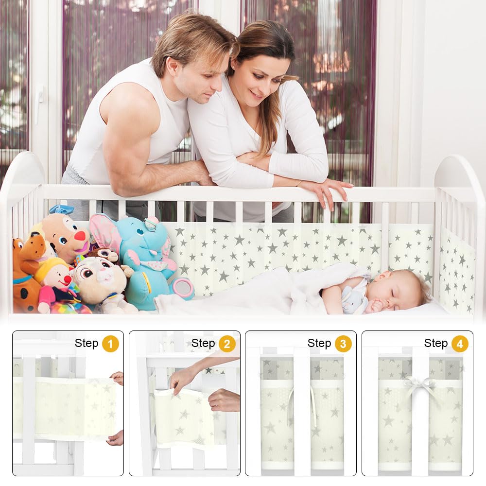 Vicloon hingav voodipehmendus beebivoodile, 2-osaline komplekt, Star