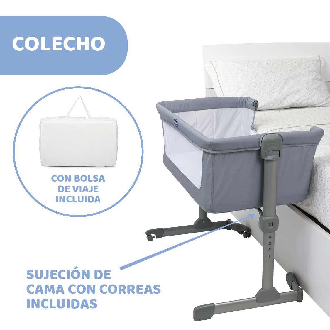Chicco Next2Me Essential vooditasku, 0–6 kuud, Stone Relax
