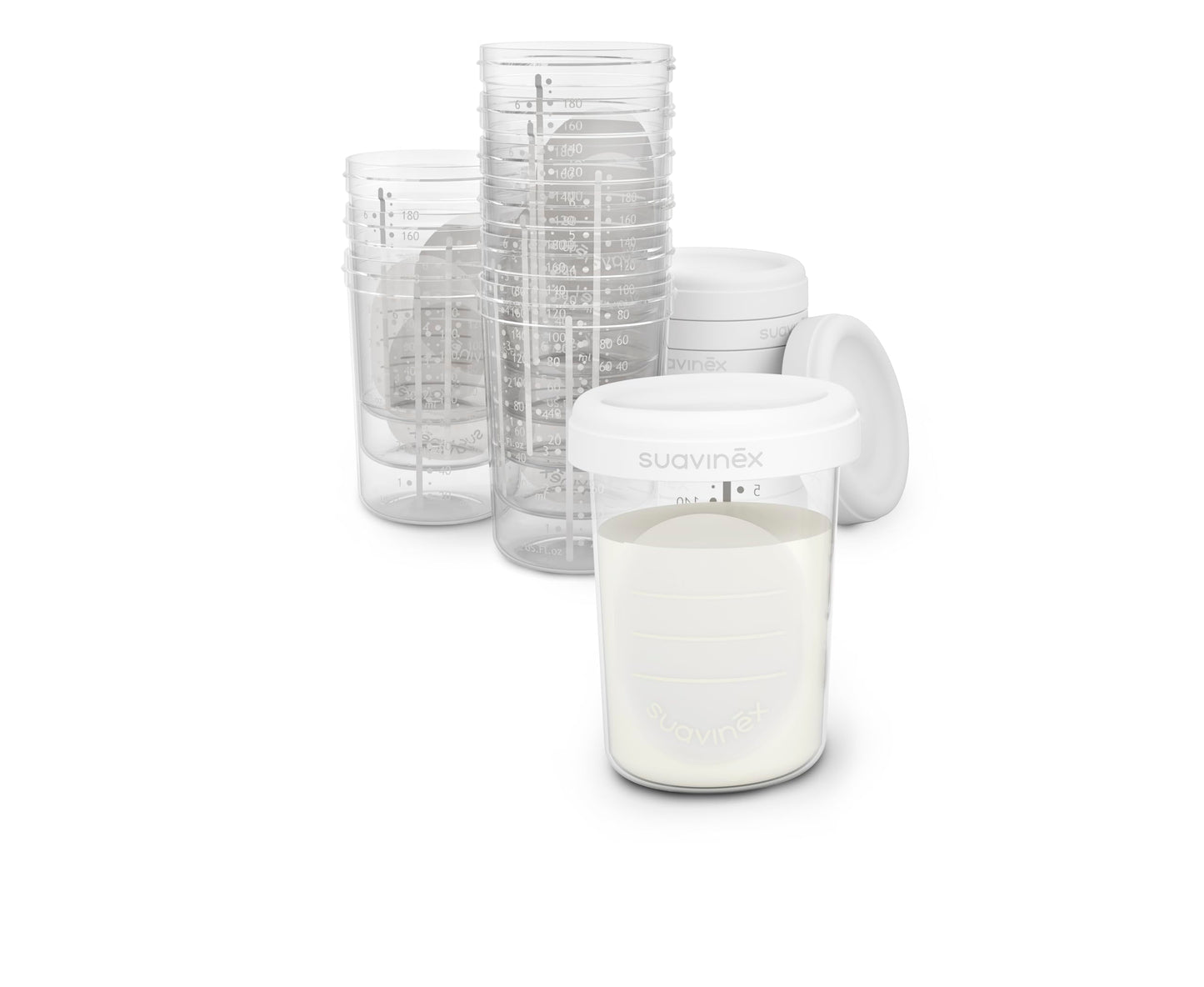 Suavinex säilitustopsid 10 tk komplekt, 200 ml, läbipaistev/valge