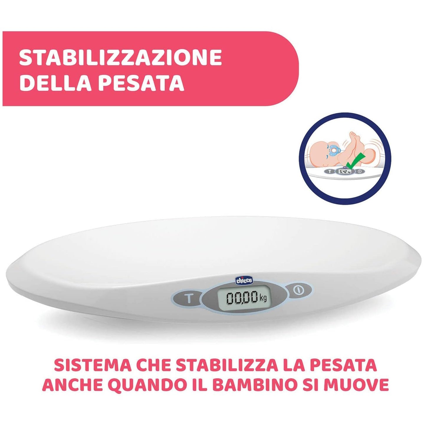 Chicco digitaalne beebikaal kuni 20 kg – LCD-ekraan, tare-funktsioon ja liikumise stabiliseerimine