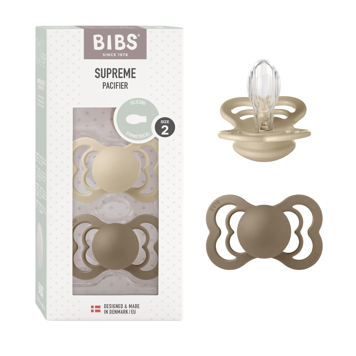 Bibs Supreme tutti 6-18 kuukautta 2 kpl Vanilla/Dark Oak
