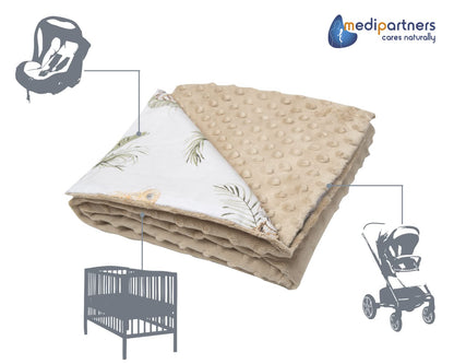 Medi Partners beebitekk 75 × 100 cm, puuvill ja pehme plüüs – Safari/beez