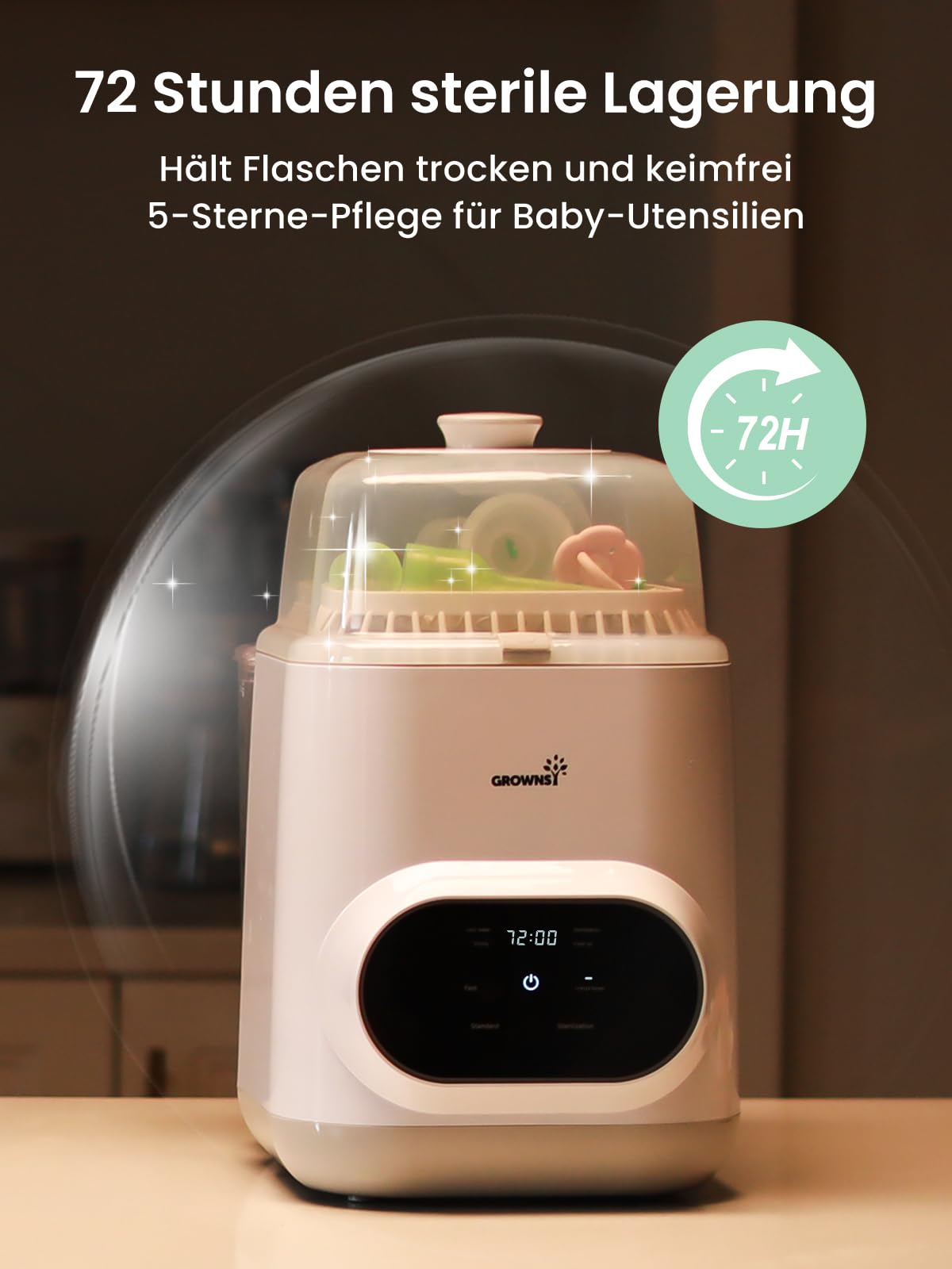 Grownsy Baby Bottle Washer Pro pudelipesumasin, sterilisaator ja kuivati