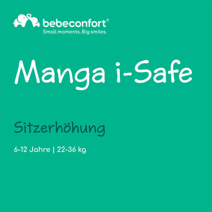 Bebeconfort Manga i-Safe turvatooli istmekõrgendus, 6–12 a, 125–150 cm, Tinted Black