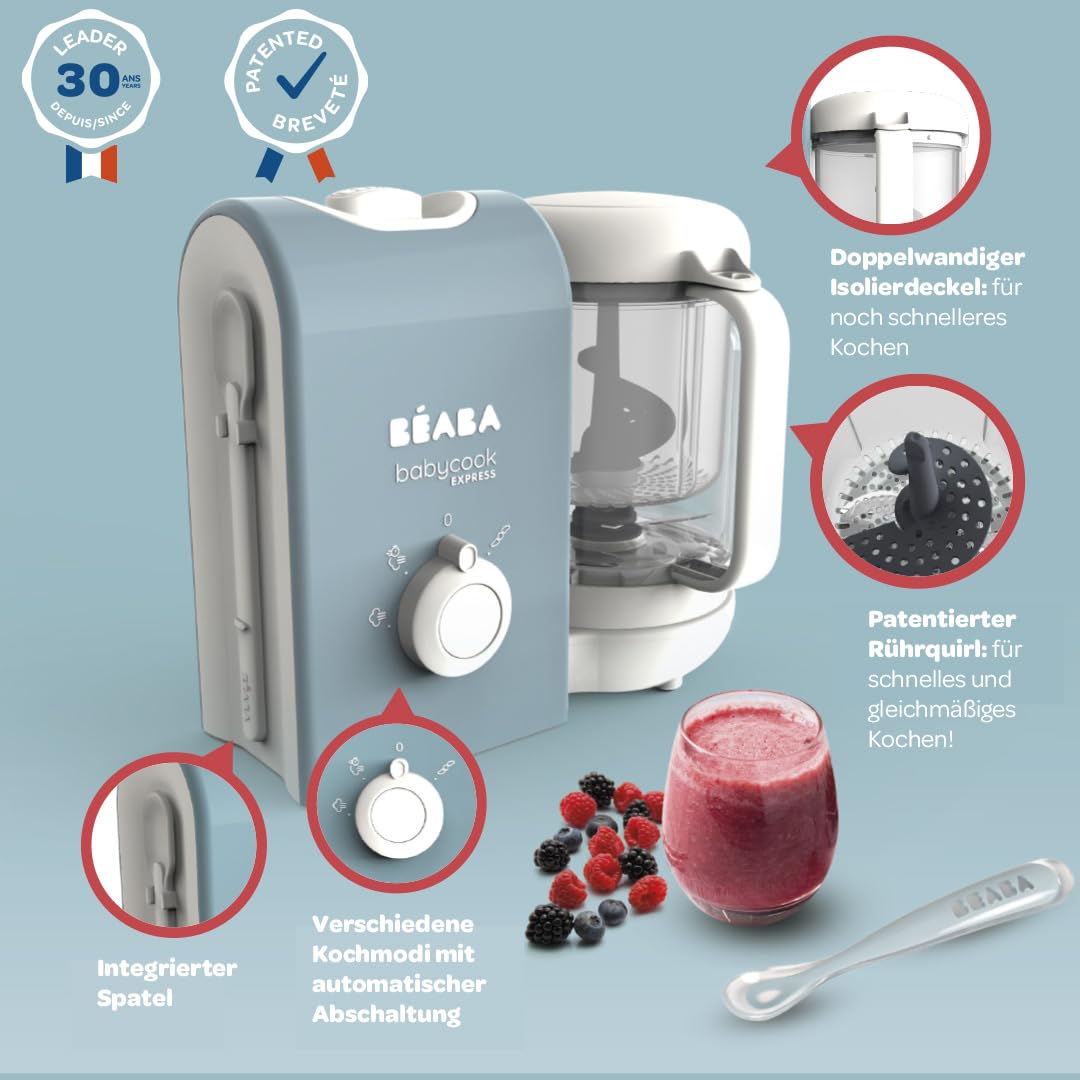 Béaba Babycook Express 4-ühes beebitoidu valmistaja, Baltikblau, 1250 ml