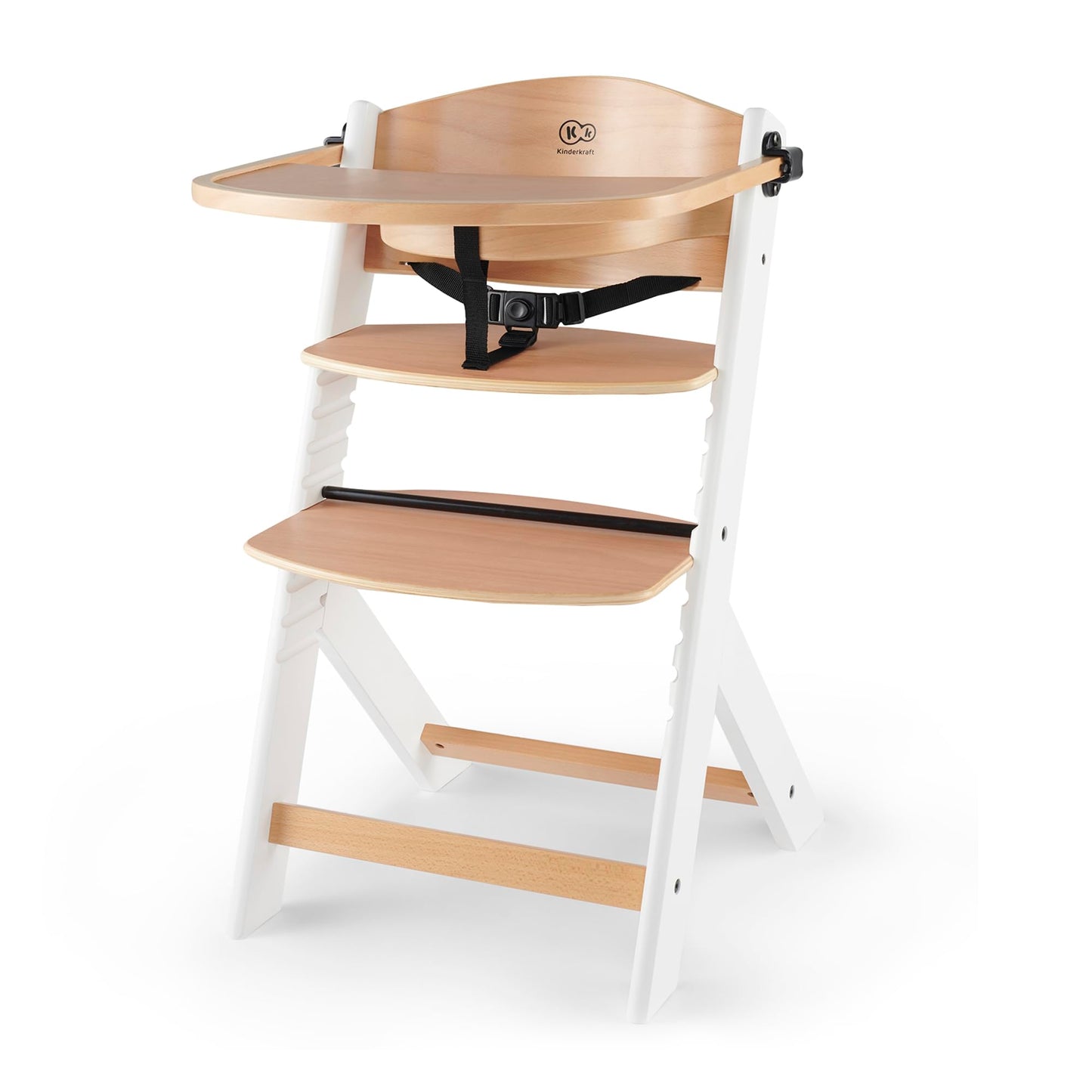 Kinderkraft ENOCK 3-in-1 puidust söögitool, puit ja valge