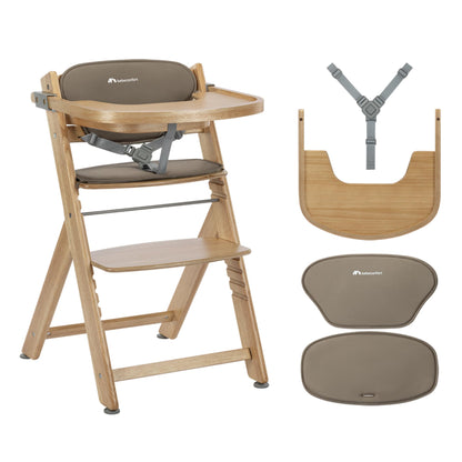 Bebeconfort Timba 2 kasvav puidust söögitool padjaga, 6 kuud kuni 110 kg, Natural Wood + Beige