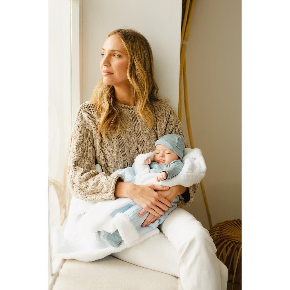 Interbaby beebitekk 80 × 110 cm – puuvill ja pehme borreguillo, münt