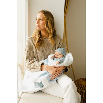 Interbaby beebitekk 80 × 110 cm – puuvill ja pehme borreguillo, münt