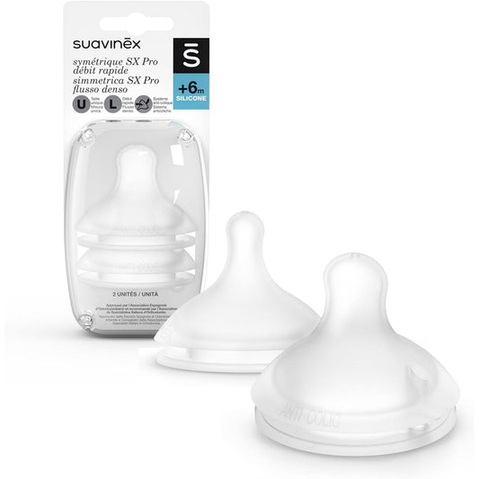 SUAVINEX 307388 sümmeetriline lutipudeli lutt SX Pro, silikoon, 2 tk, +6 kuud
