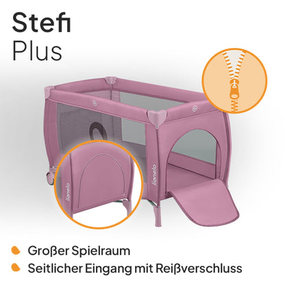 Lionelo Stefi Plus reisivoodi (2 kõrgust), roosa, kuni 15 kg, LO-STEFI PLUS PINK MAGNOLIA
