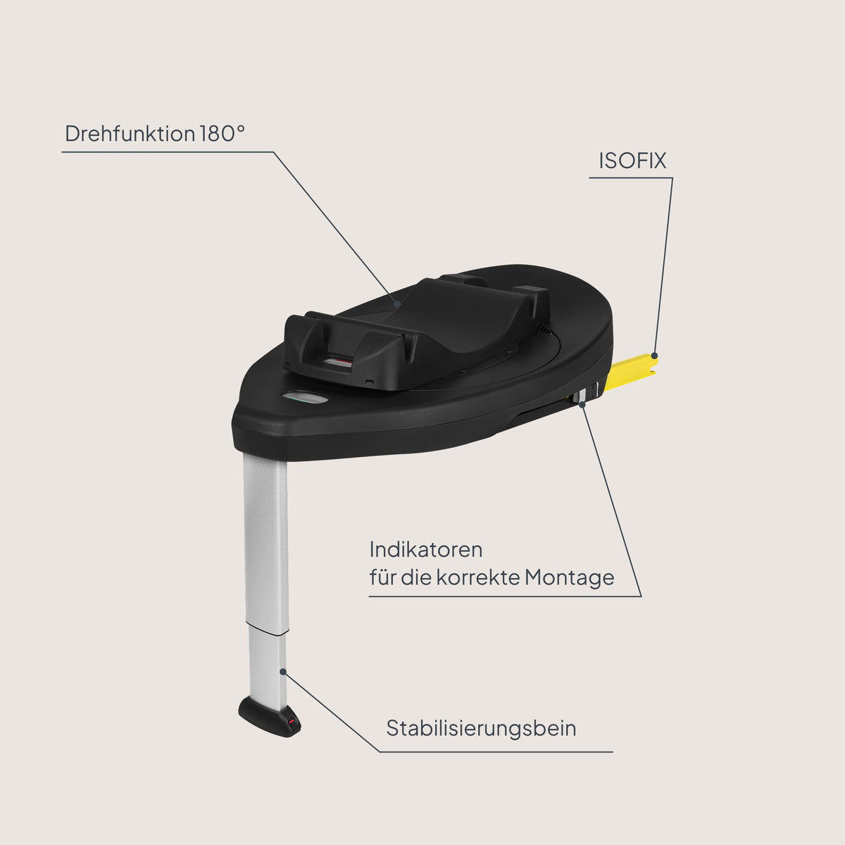 Lionelo Astrid i-Size Base Plus ISOFIX-jalusta turvakaukalolle, 180° kääntyvä, musta