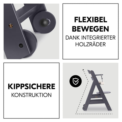 Hauck Beta+ puidust söögitoolide komplekt rataste ja kandikuga (kuni 90 kg)