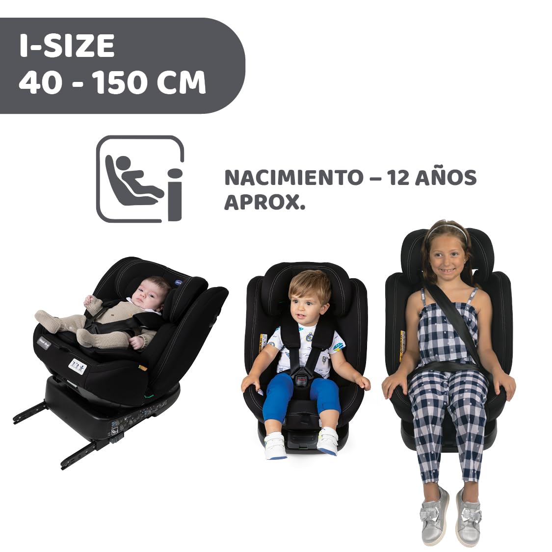 Chicco Unico Evo i-Size turvatool, 0–36 kg, 0–12 aastat, must