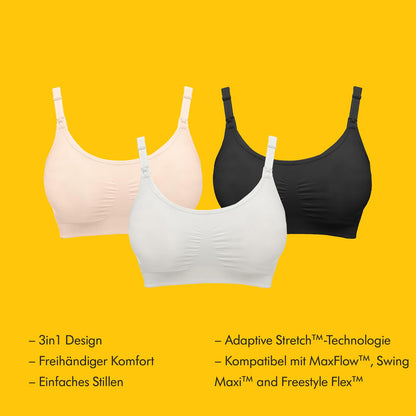 Medela 3-in-1 imetamis- ja pumpamisrinnahoidja, must, suurus L