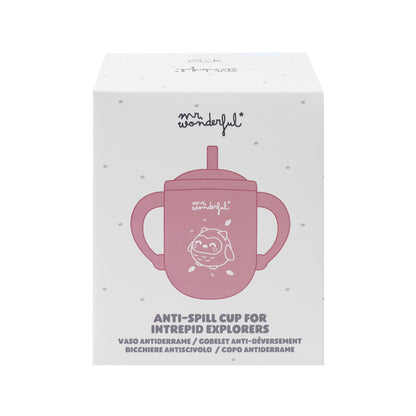 Mr. Wonderful lekkekindel silikoonist joogitops sangade ja kõrrega, roosa öökull, 100 ml