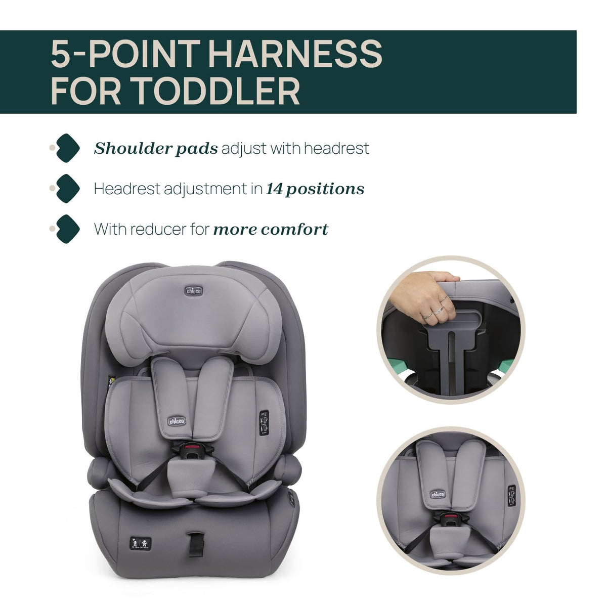 Chicco Gro Up i-Size turvatool 76-150 cm, 15 kuud kuni 12 aastat, ISOFIX, 5 kg, hall