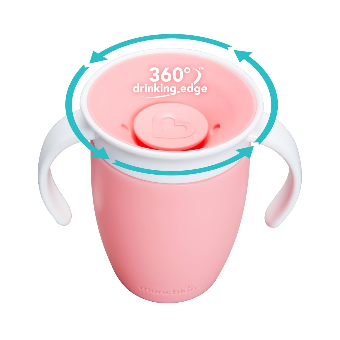 Munchkin Miracle 360° harjutustass sangadega, roosa, 207 ml