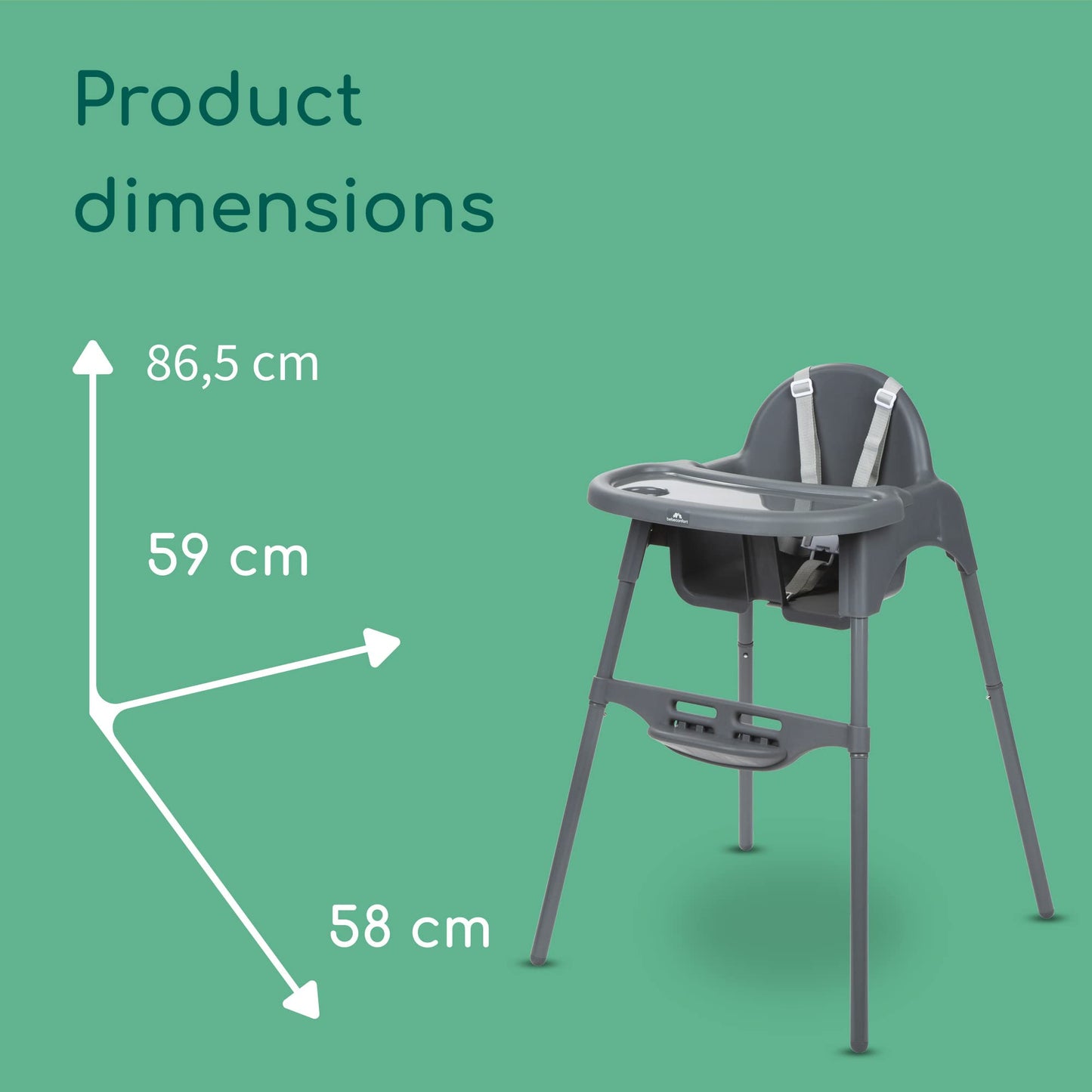 Bebeconfort Meely 2-ühes söögitool ja väikelapsetool, Dark Grey (6 k–3 a)