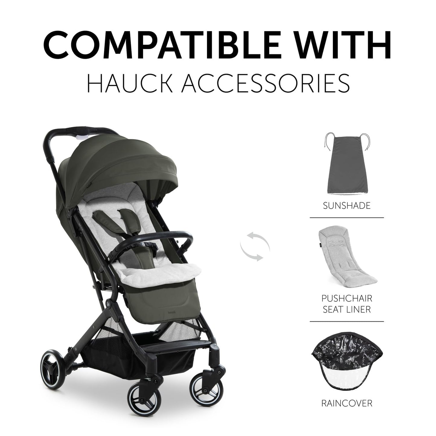 Hauck Travel N Care reisikäru, kerge ja kompaktne, kuni 25 kg, oliiviroheline