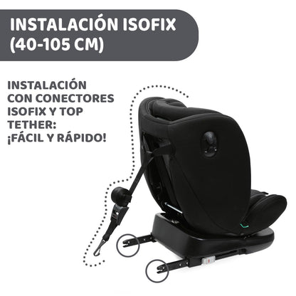 Chicco Unico Evo i-Size turvatool, 0–36 kg, 0–12 aastat, must