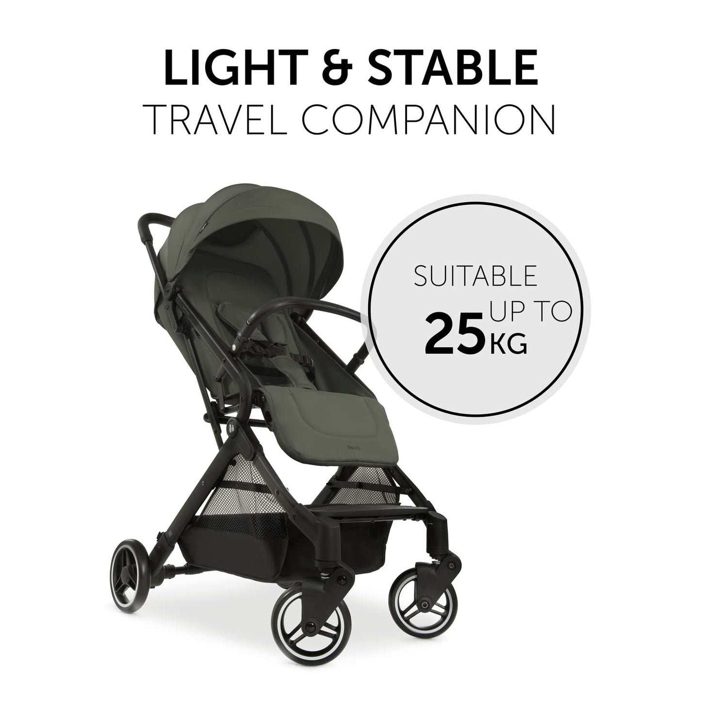 Hauck Travel N Care reisikäru, kerge ja kompaktne, kuni 25 kg, oliiviroheline