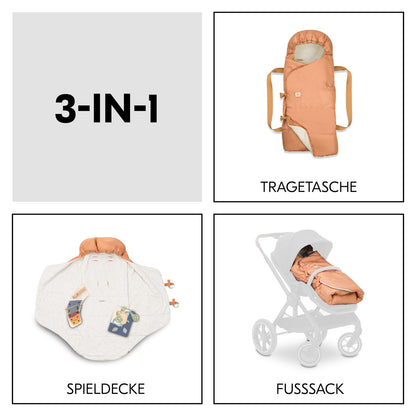 Hauck Carry N Play 3-in-1 pehme kandekookon, soojakott ja mängumatt, Dots Cork (kuni 9 kg)