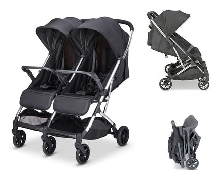 Babify Twin Air kaksikute jalutuskäru kuni 22 kg/iste, must