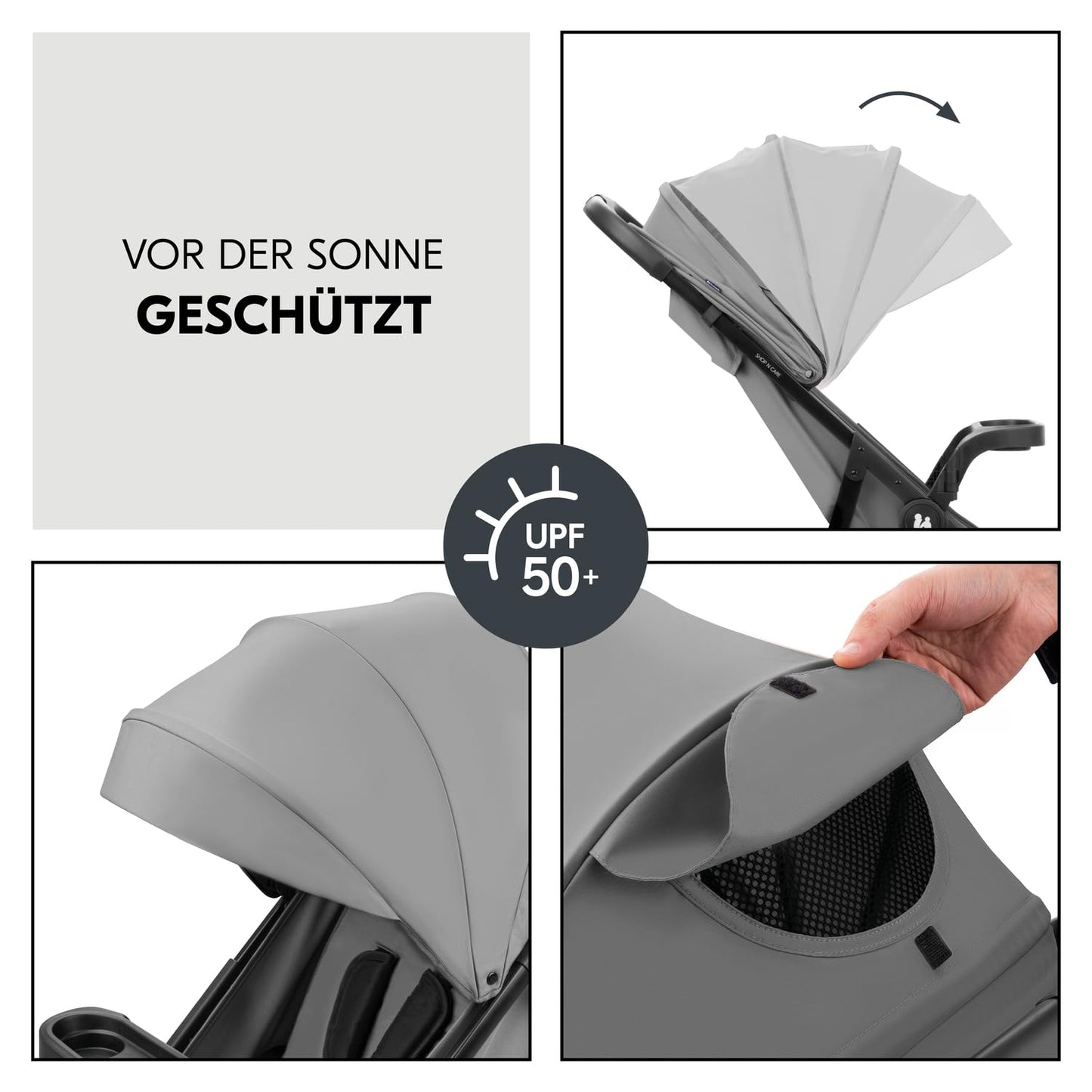 Hauck Shop N Care 3in1 Trio vankrikomplekt - kergkäru, vankrikorv ja turvahäll (Grey)