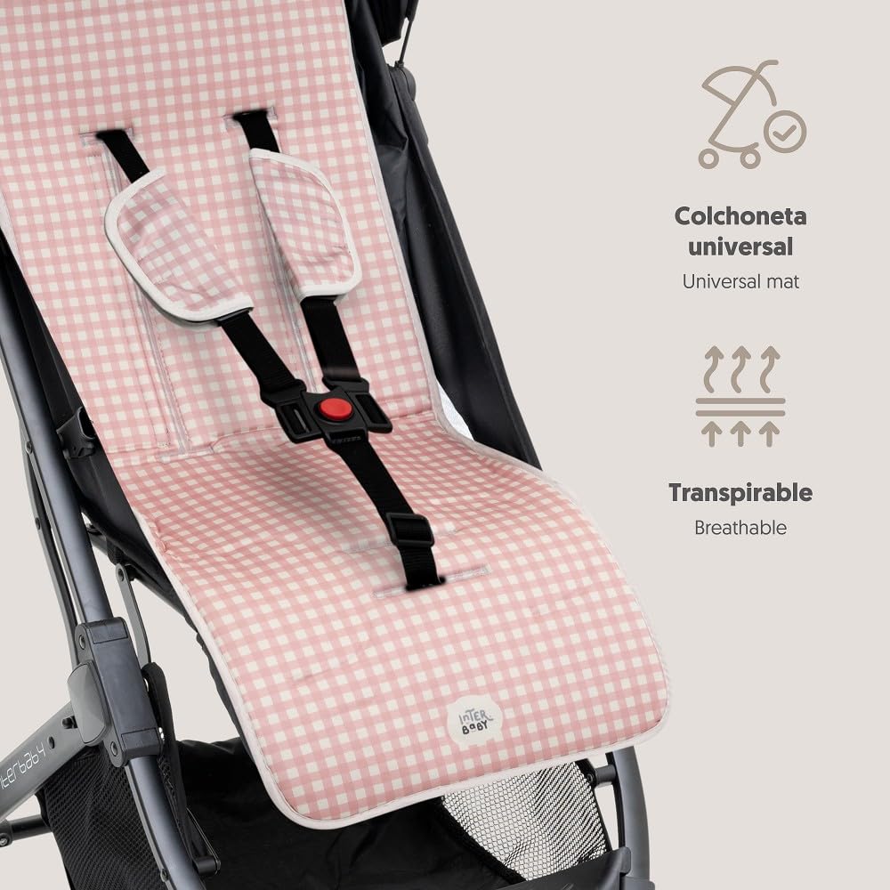 Interbaby Vichy universaalne jalutuskäru istmekate, roosa (84 × 34 cm)