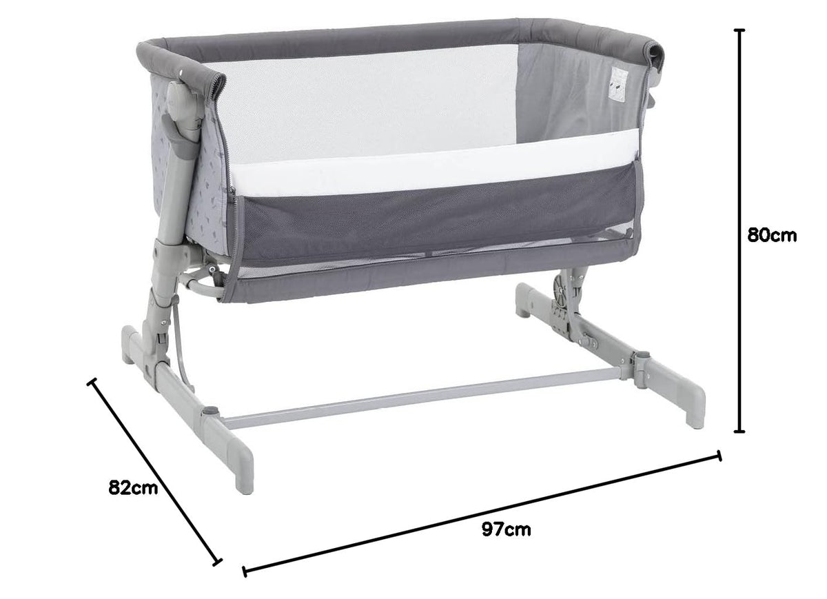 Chicco Next2Me Go -sivusänky vastasyntyneille, tummanharmaa (Dark Grey), 0–6 kuukautta