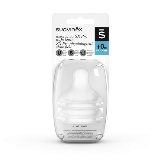 SUAVINEX 2 symmetristä SX Pro -pullotuttia Slow Flow 0+ kk
