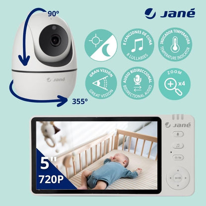 Jané Eye Pro Baby videomonitor pööratava kaamera ja 5" ekraaniga