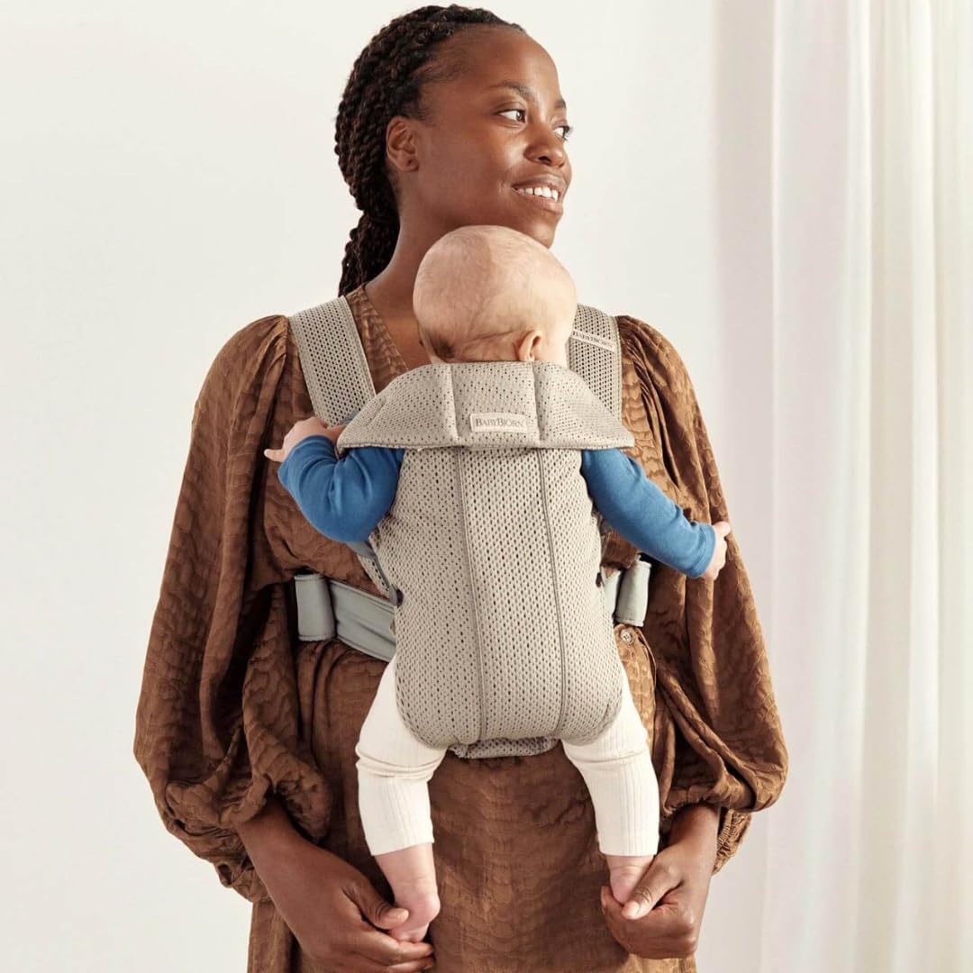 BabyBjörn Baby Carrier Mini kandekott, 3D Mesh, hall-beež
