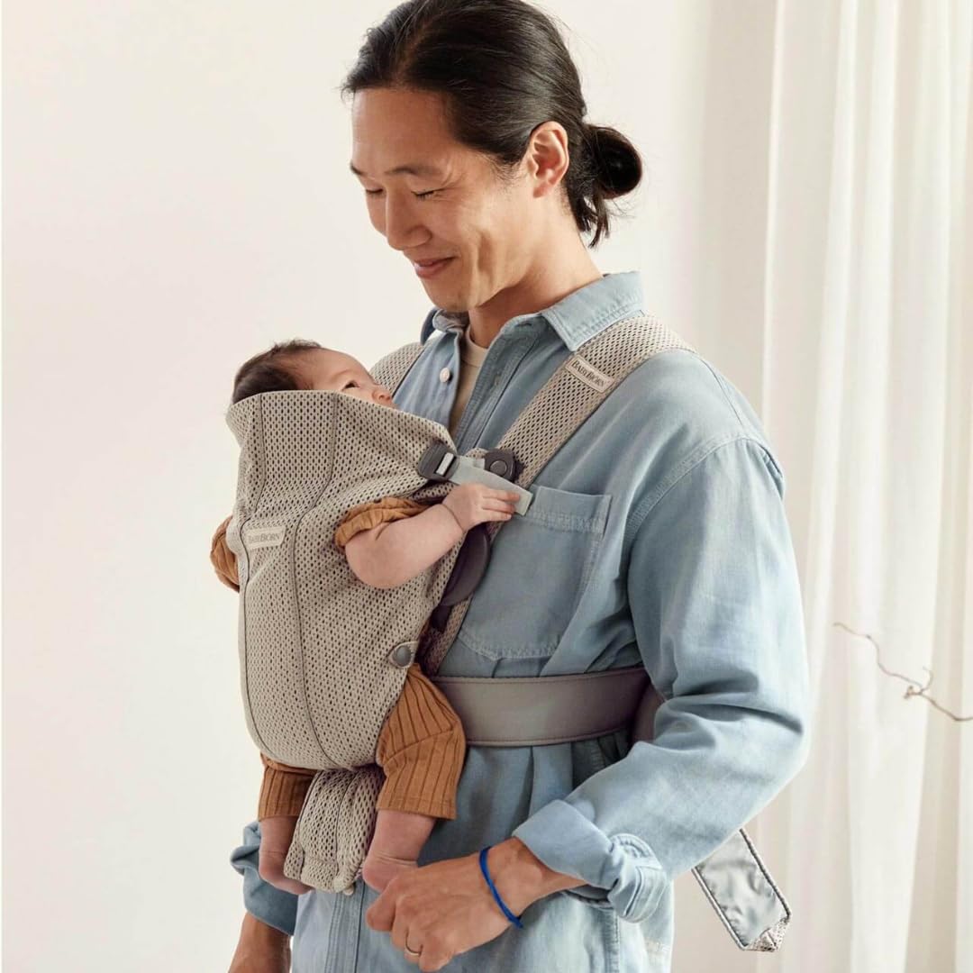 BabyBjörn Baby Carrier Mini kandekott, 3D Mesh, hall-beež
