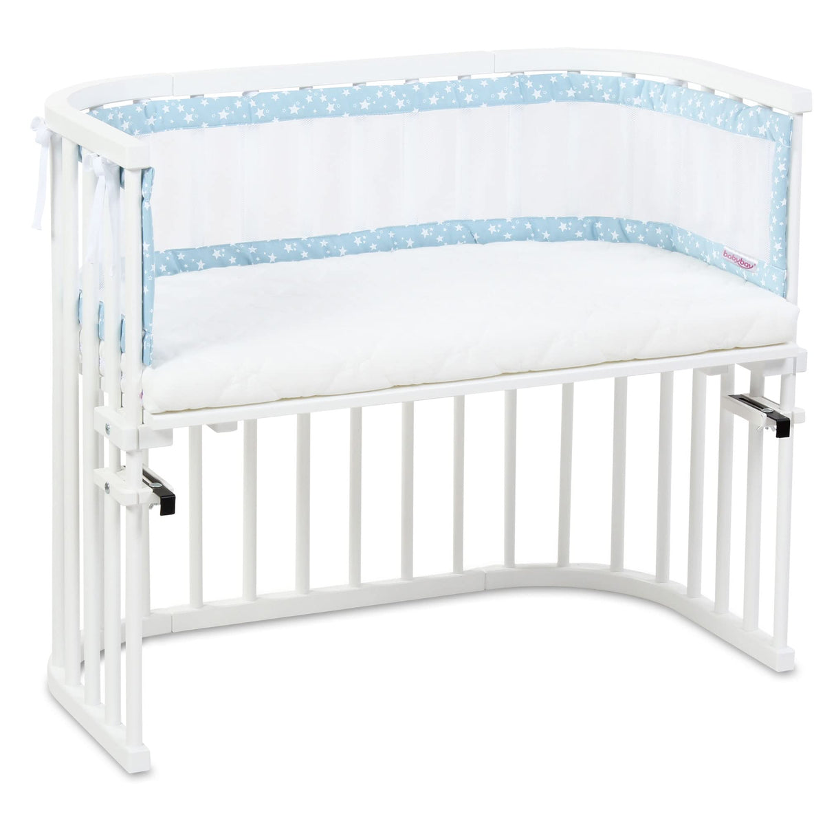 babybay reunapehmuste Mesh-Piqué Beere tähdet valkoinen, Maxi, Boxspring, Comfort ja Comfort Plus