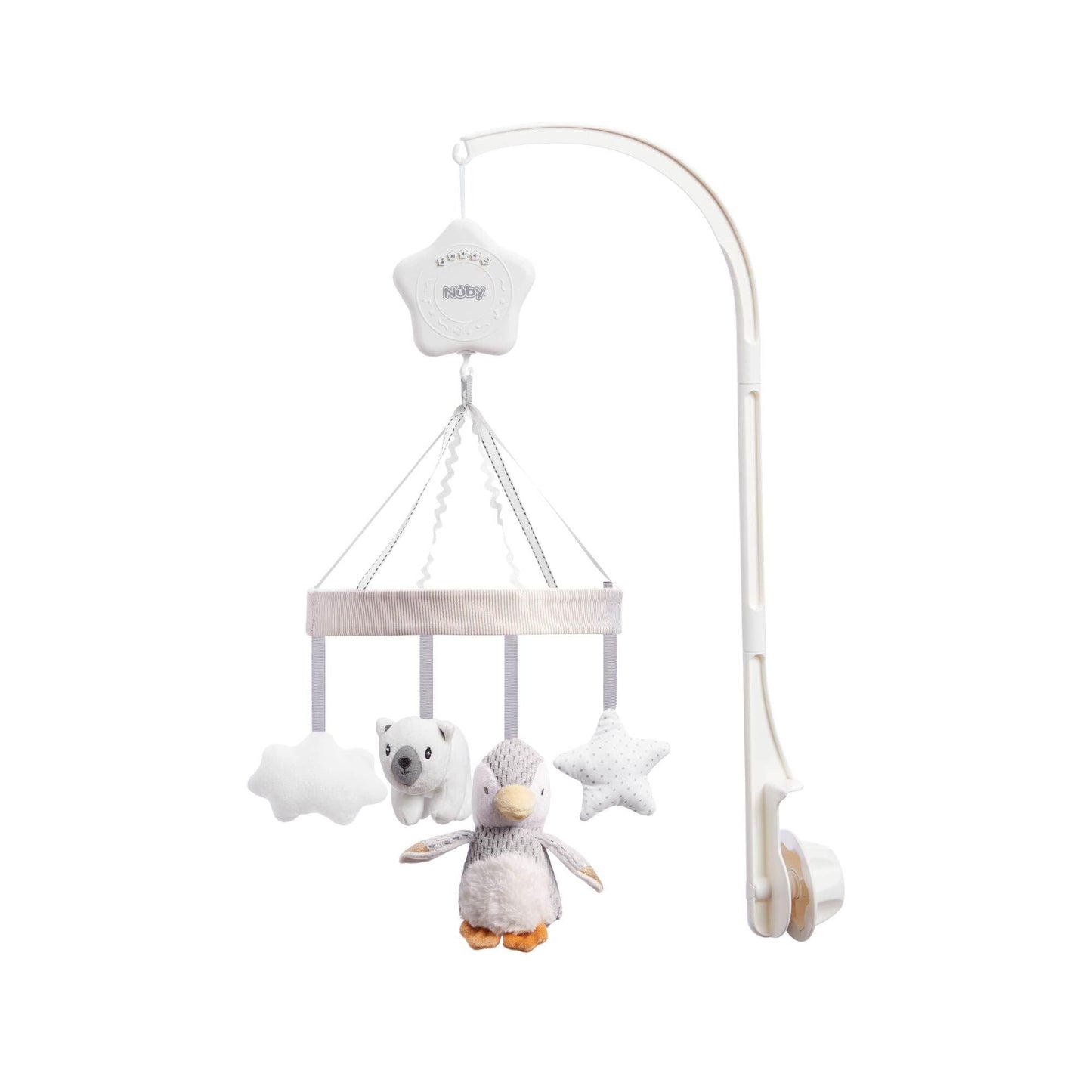 Nuby beebi voodikarussell reguleeritava varrega, hall, Pebbles the Pinguin, 1 tk
