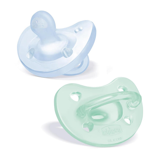 Chicco PhysioForma 100% silikoonist lutt 0–6 kuud (4 tk), läbipaistev/roheline/sinine, steriliseerimiskarbiga