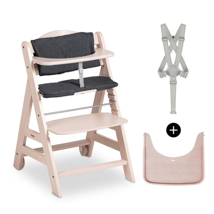 Hauck Beta+ puidust söögitoolide komplekt rataste ja kandikuga (kuni 90 kg)