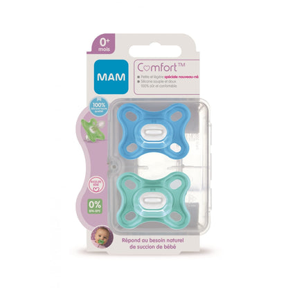 MAM Comfort luttide komplekt vastsündinule 0–2 kuud, 100% silikoon, sinine/türkiis