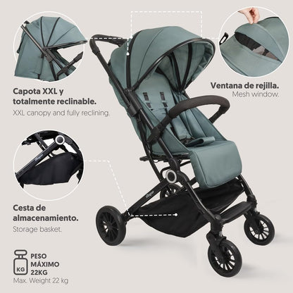 Interbaby Voyage jalutuskäru sünnist kuni 22 kg, kokkupandav – roheline