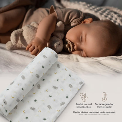 Interbaby bambusmusliinist tekk 120 × 120 cm – Koala hall