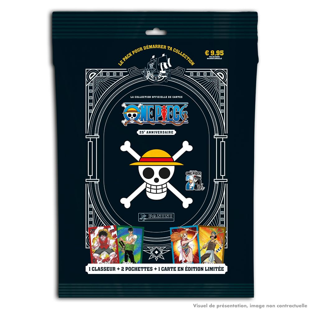 Panini One Piece 25. aastapäeva kogumiskaartide stardikomplekt (kaust + kaardikiled + piiratud väljaande kaart)