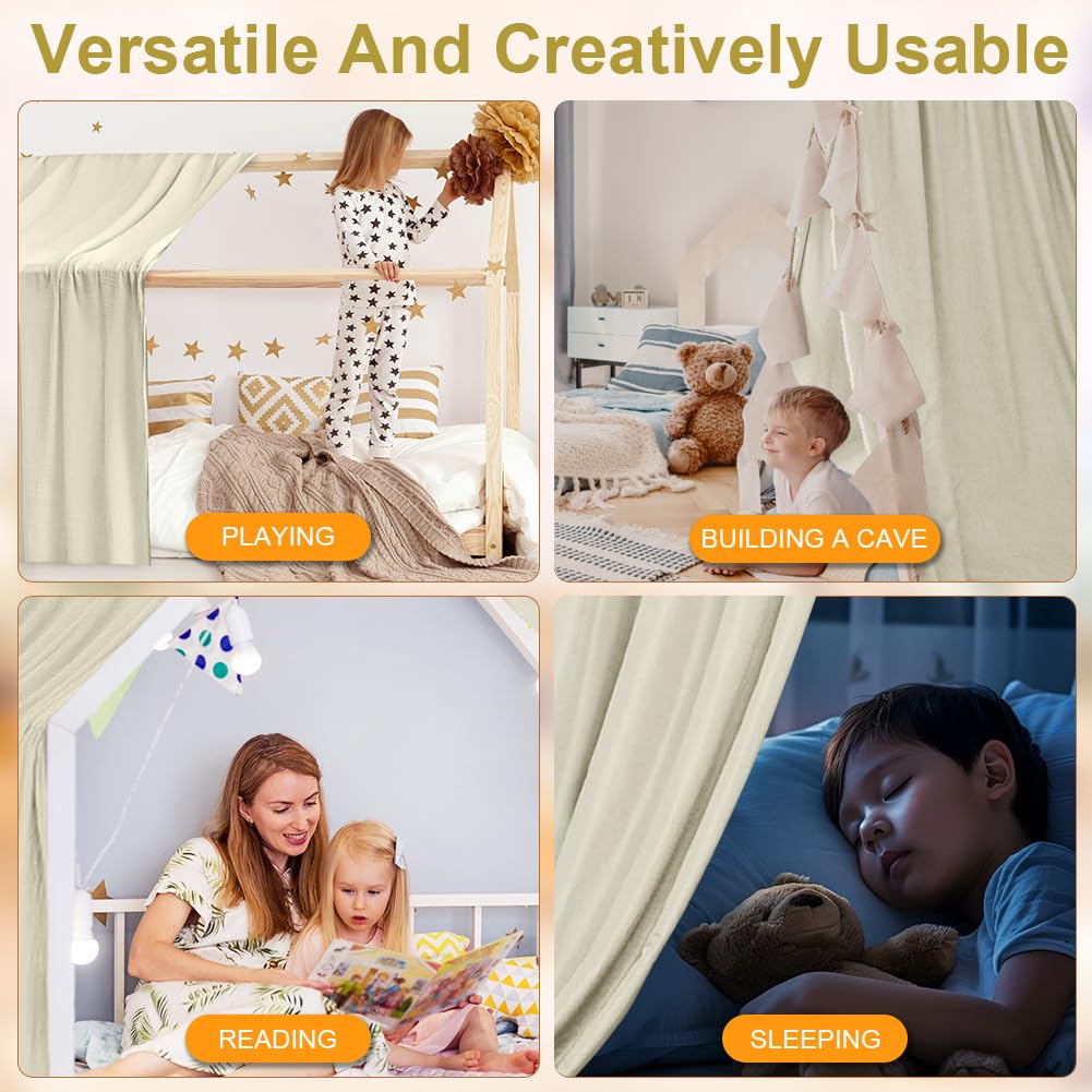 Vicloon voodivarikatus lastele, 100% puuvillane musliin, beež, 135 × 360 cm