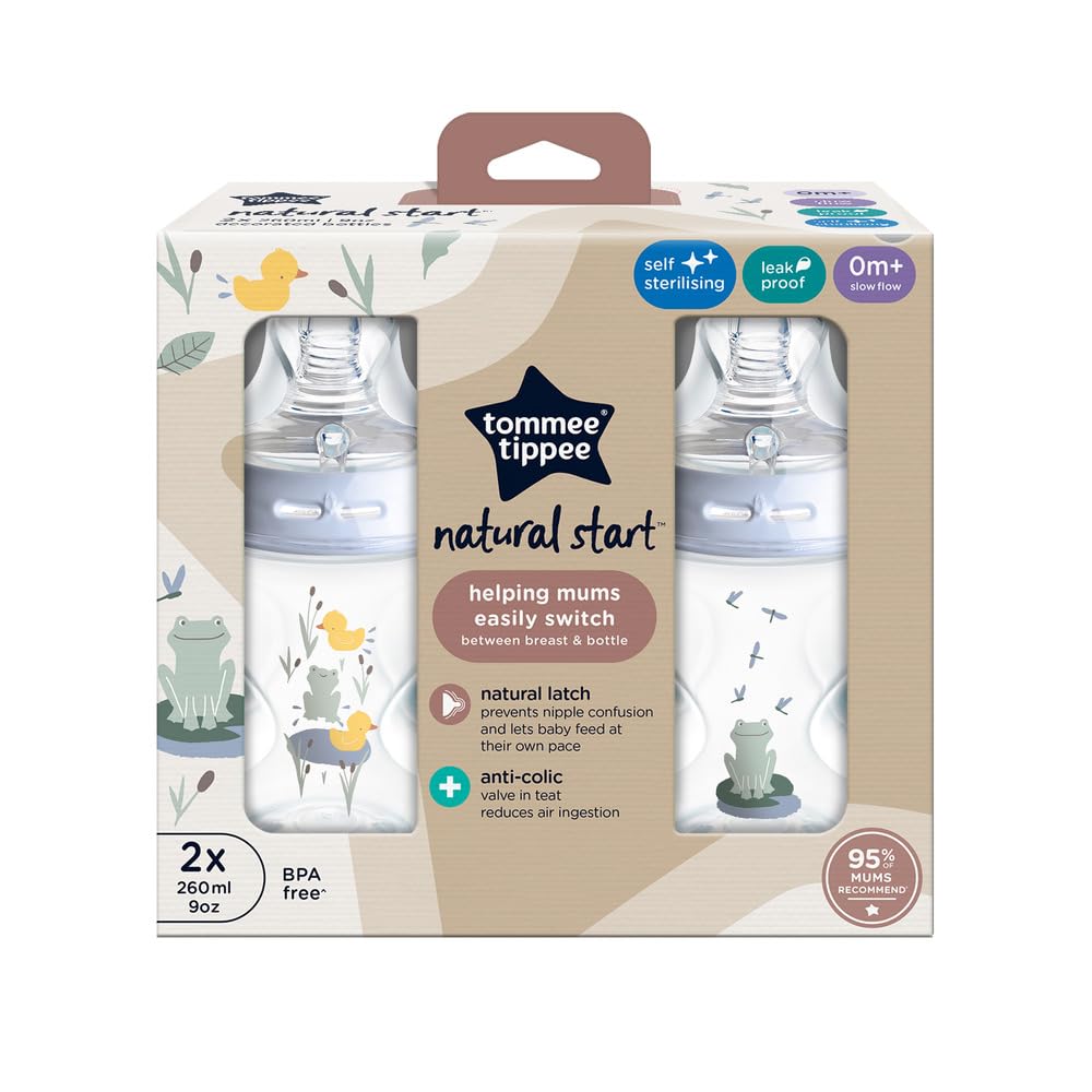 Tommee Tippee Natural Start Anti-Kolik lutipudel 260 ml, 2 tk, sinine, alates 1 kuu