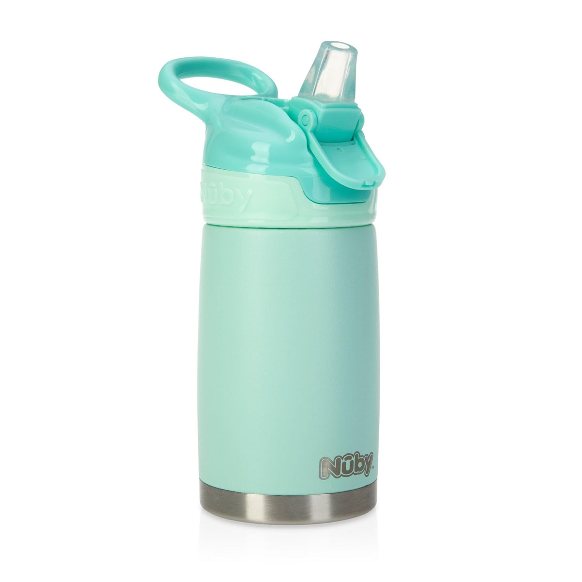 Nuby Flip-It eristetty teräksinen juomapullo 300 ml, Aqua, 18 kuukaudesta alkaen